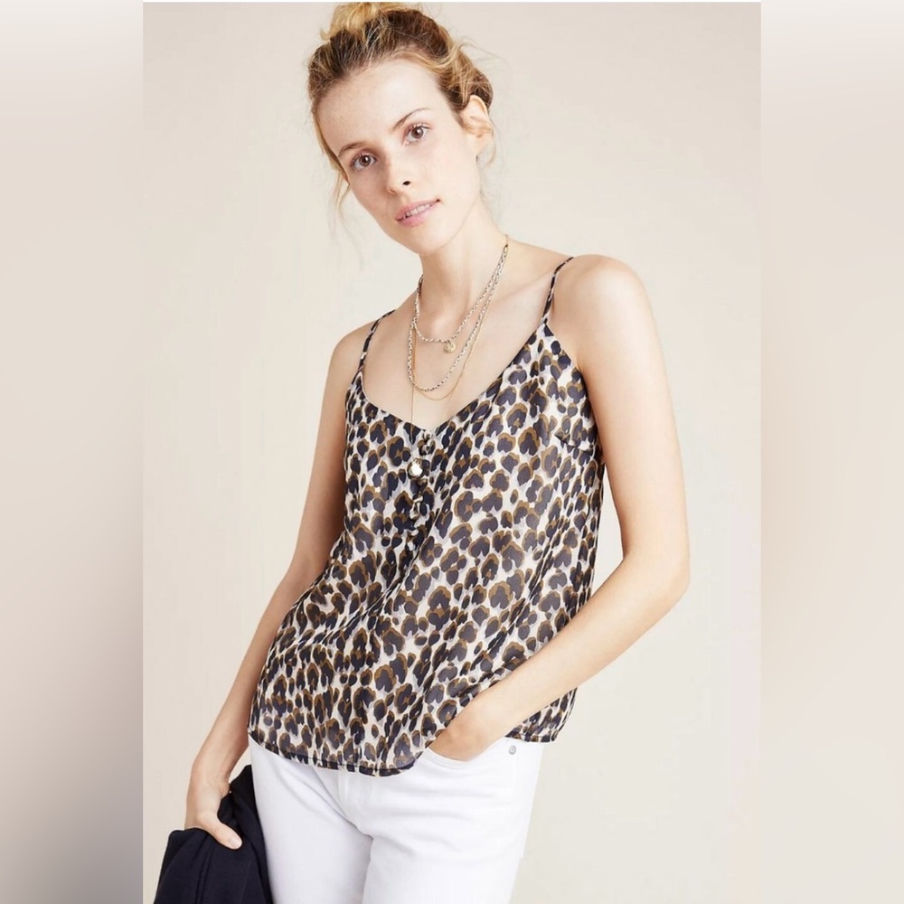 Anthropologie Heartloom Leopard Print Camisole Tank Top Size L EUC